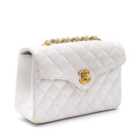 white chanel cross body|Chanel white bag price.